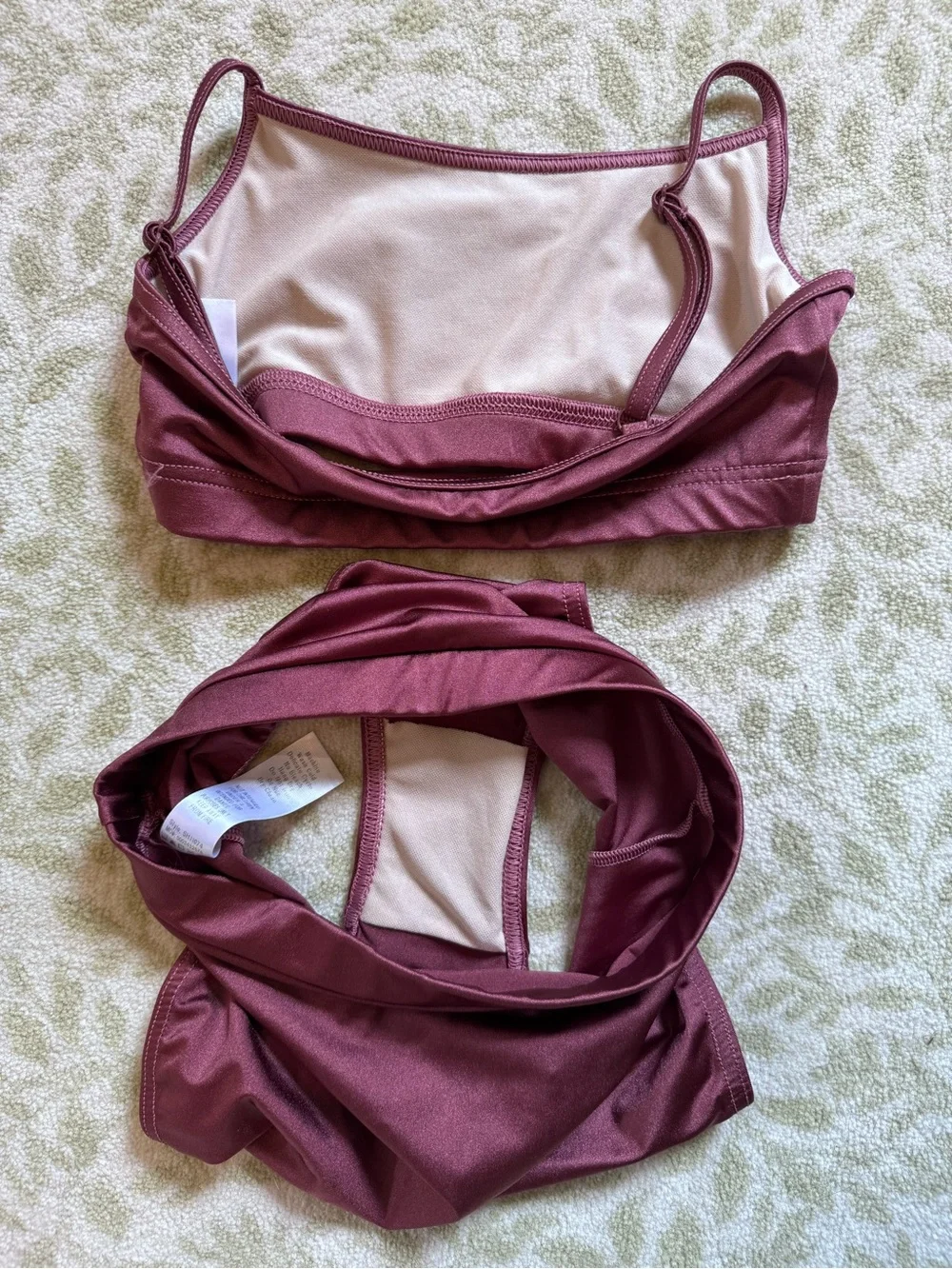 Weissman Rosewood Burgundy 4-Piece Lyrical Dance Costume Mesh Mock Neck Size LC